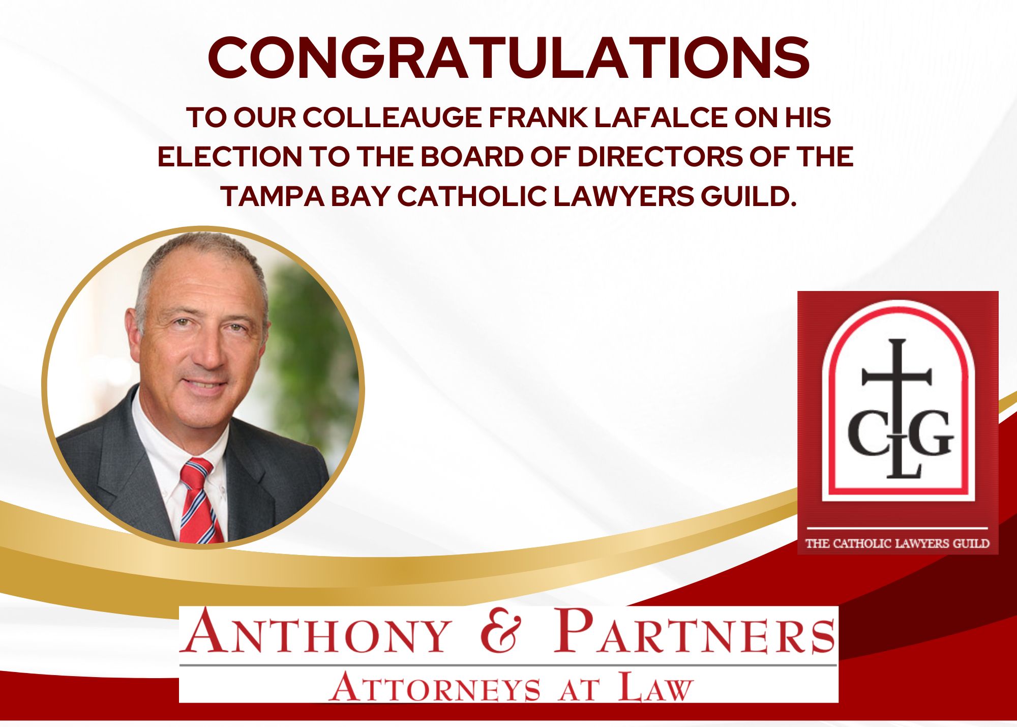 To our colleauge Frank Lafalce in becoming a member of the Board as our new Director.